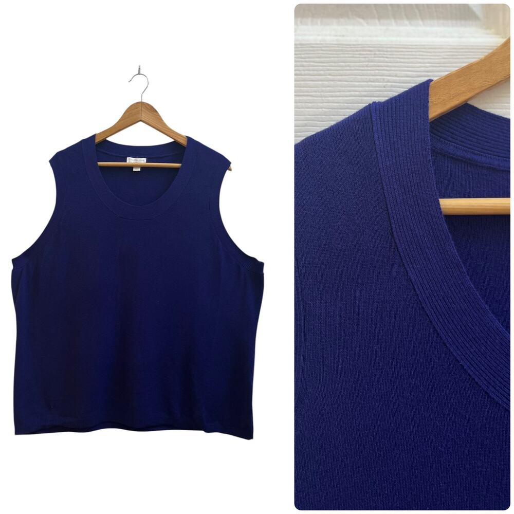 Charter Club Blue Knit Shell Layer Pullover Sweater Vest Top Size 3X